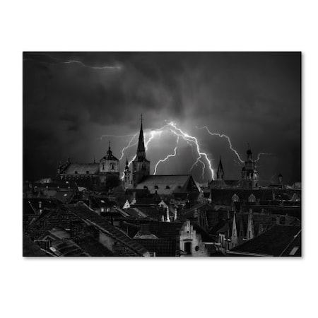 Yvette Depaepe 'Chaos In The Sky Of Bruges' Canvas Art,35x47